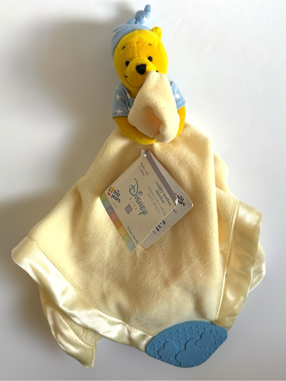 NWT Disney Baby Winnie the Pooh Teether Lovey Security Blanket Blankie Satin